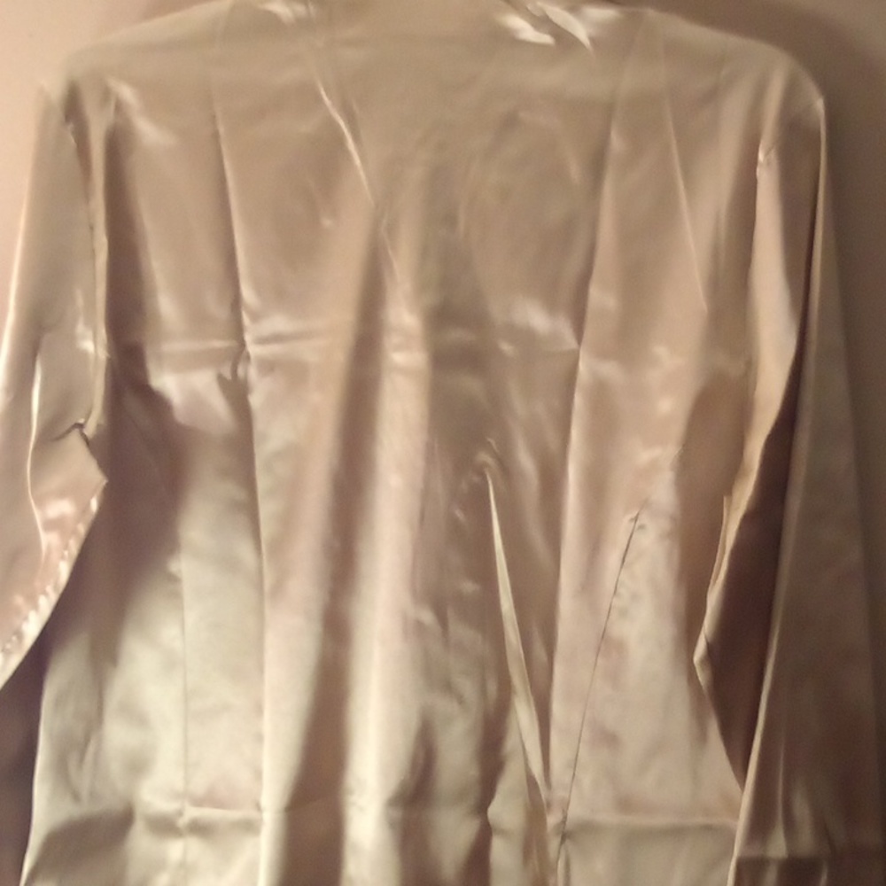 Christie & Jill Long Sleeve Metallic Gold Button Down Shirt - Size 8 - Picture 4 of 6